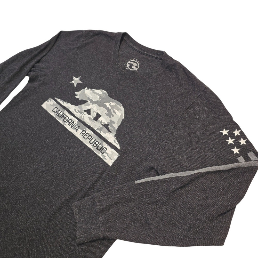 Ocean Current California Republic Camo Bear Long Sleeve Shirt Mens Sz M Surfwear
